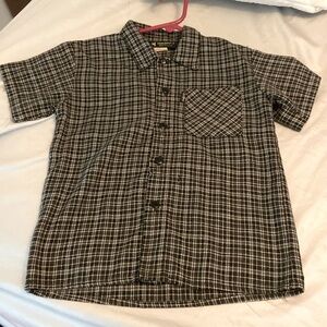 EUC! Boys size 3/4, black and gray, checkered, Happy-I button down shirt.
